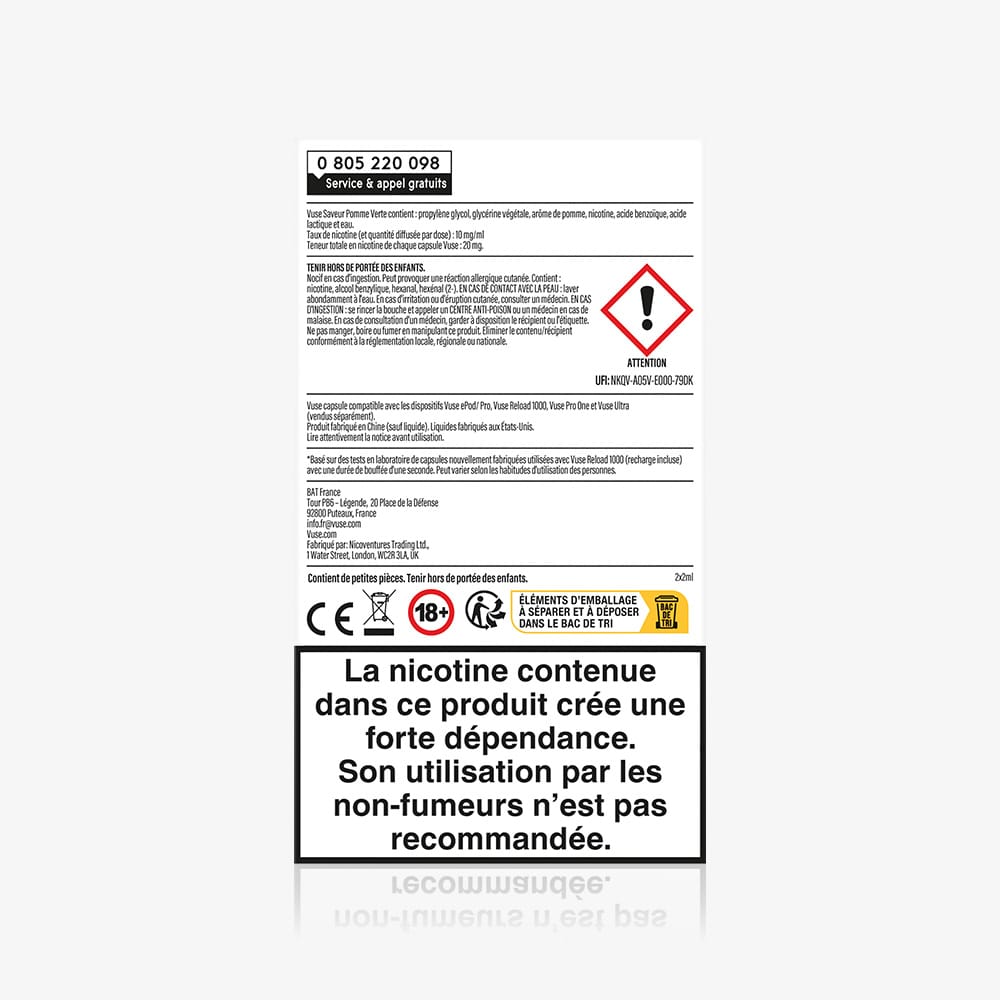Recharge Gamme Intense Saveur Pomme Verte