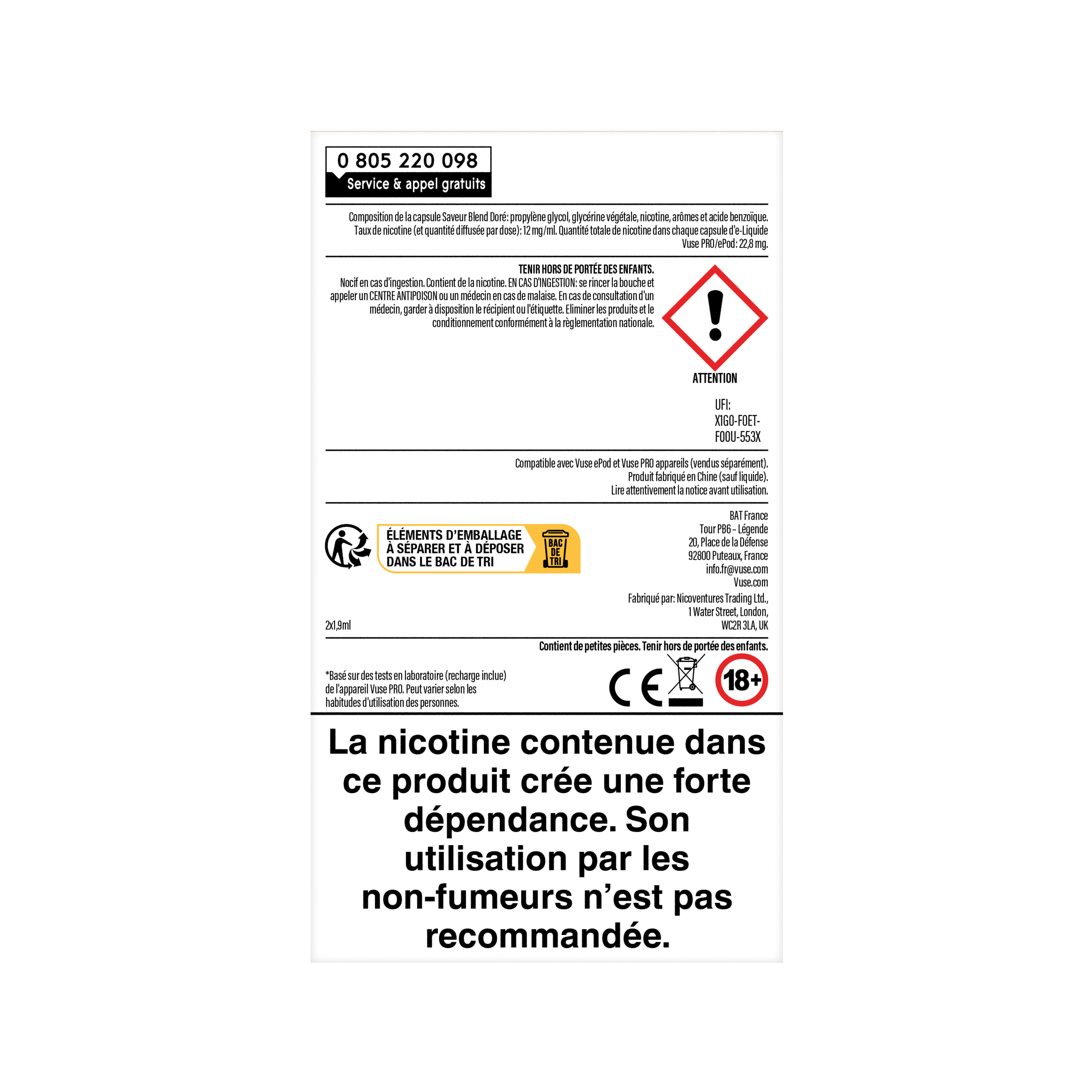 Dos cartouche pack vuse